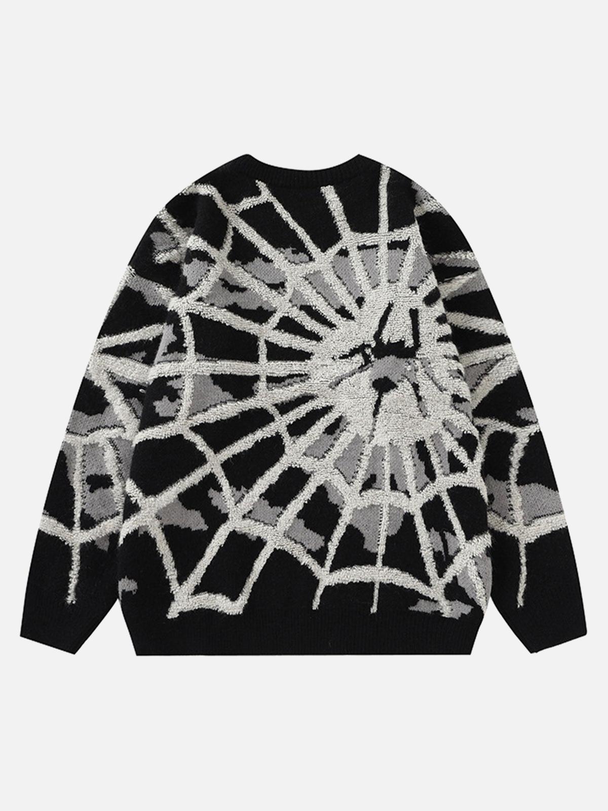 Omygoods Spider Knit Crew Neck Sweater