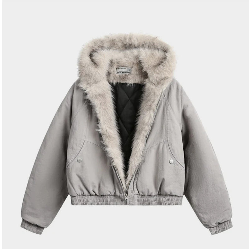 Spliced Fur | Hooded Quilted Jacket - OMYGOODS
