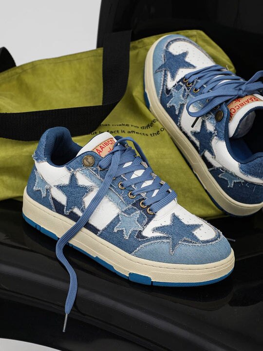 Star | Denim Sneakers with Star Detail - OMYGOODS
