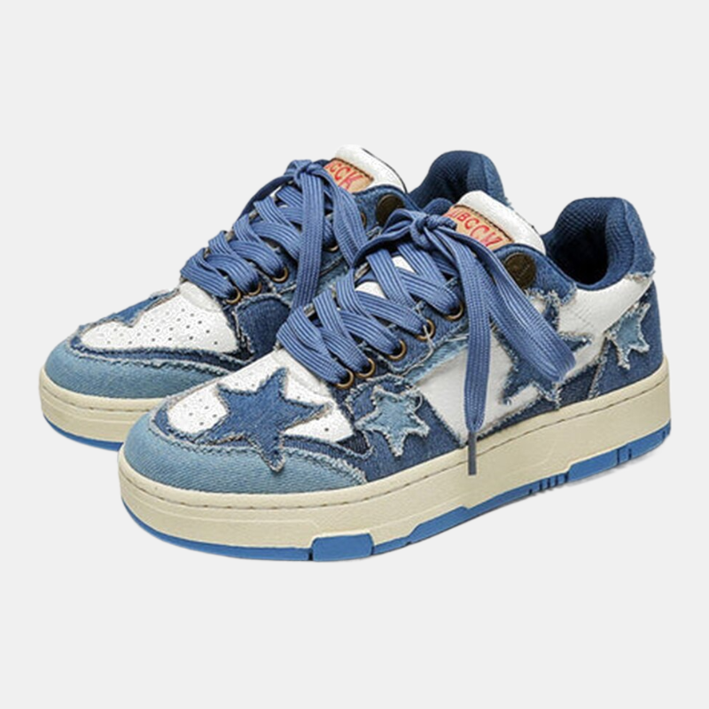 Star | Denim Sneakers with Star Detail - OMYGOODS