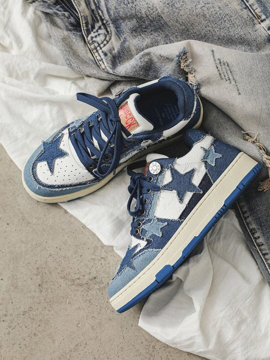 Star | Denim Sneakers with Star Detail - OMYGOODS