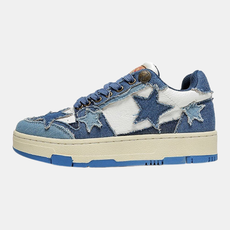 Star | Denim Sneakers with Star Detail - OMYGOODS
