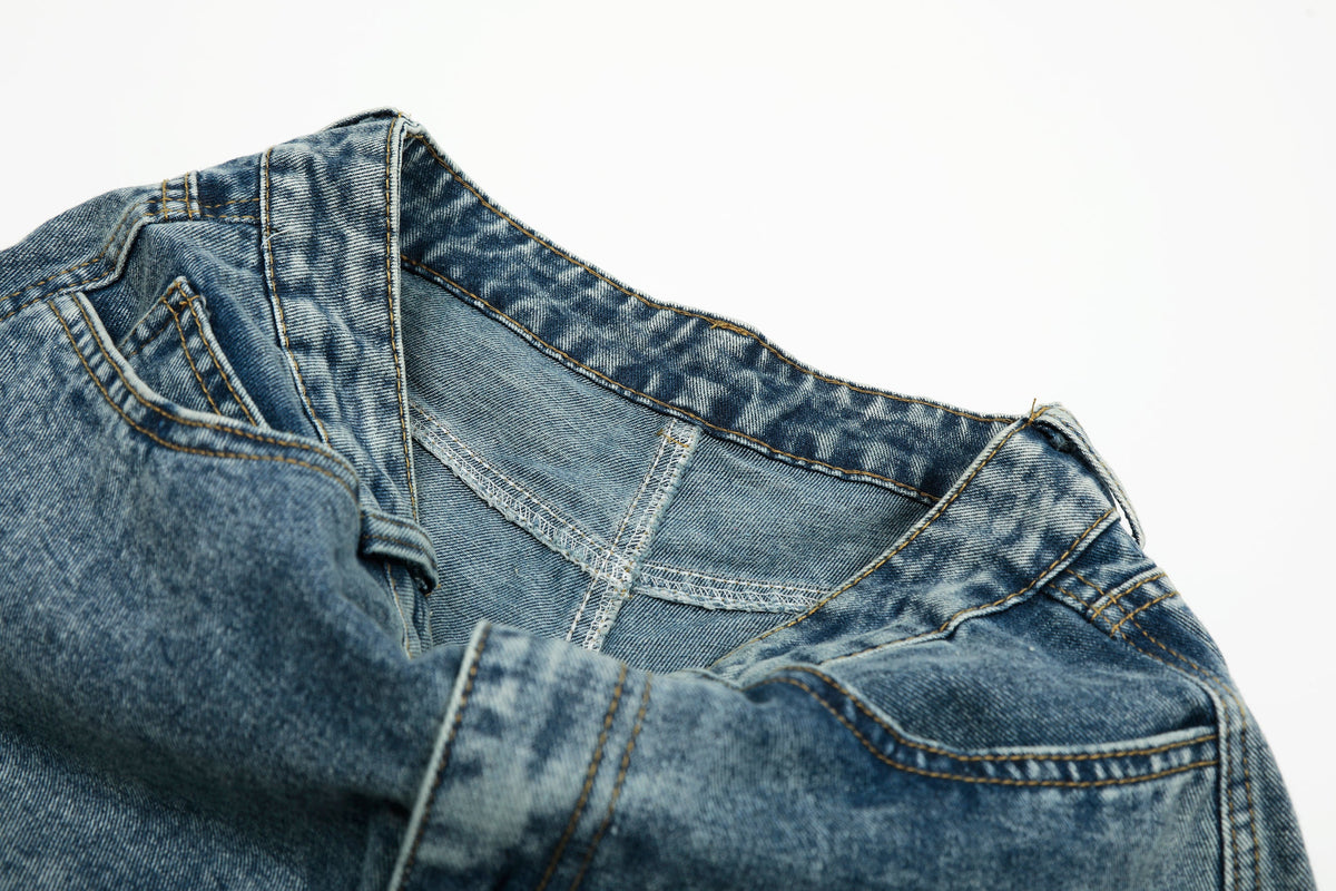 Star Stitching Washed | Wide Jeans – Elevate Your Denim Game - OMYGOODS