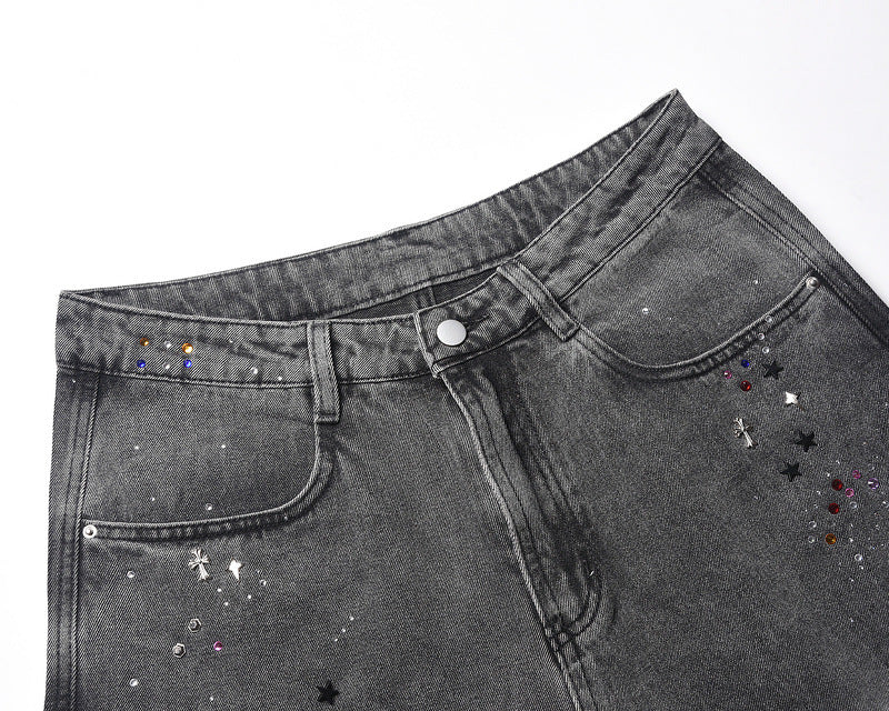 Starry Washed Rhinestone | Denim Shorts - OMYGOODS