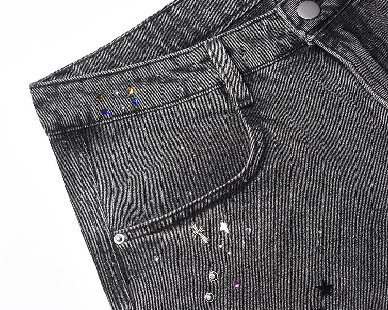 Starry Washed Rhinestone | Denim Shorts - OMYGOODS