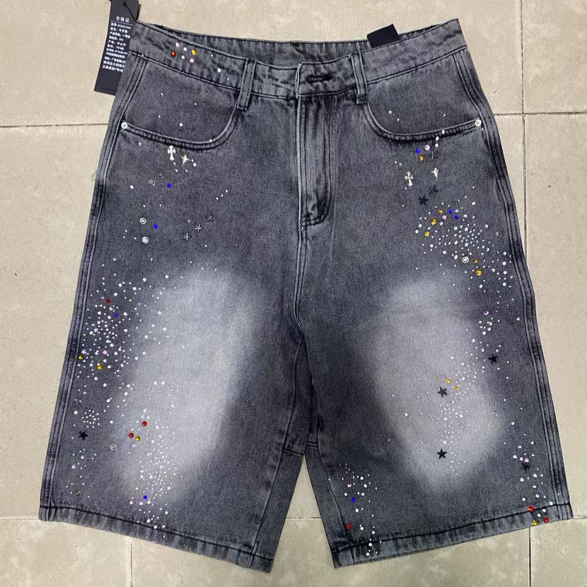 Starry Washed Rhinestone | Denim Shorts - OMYGOODS