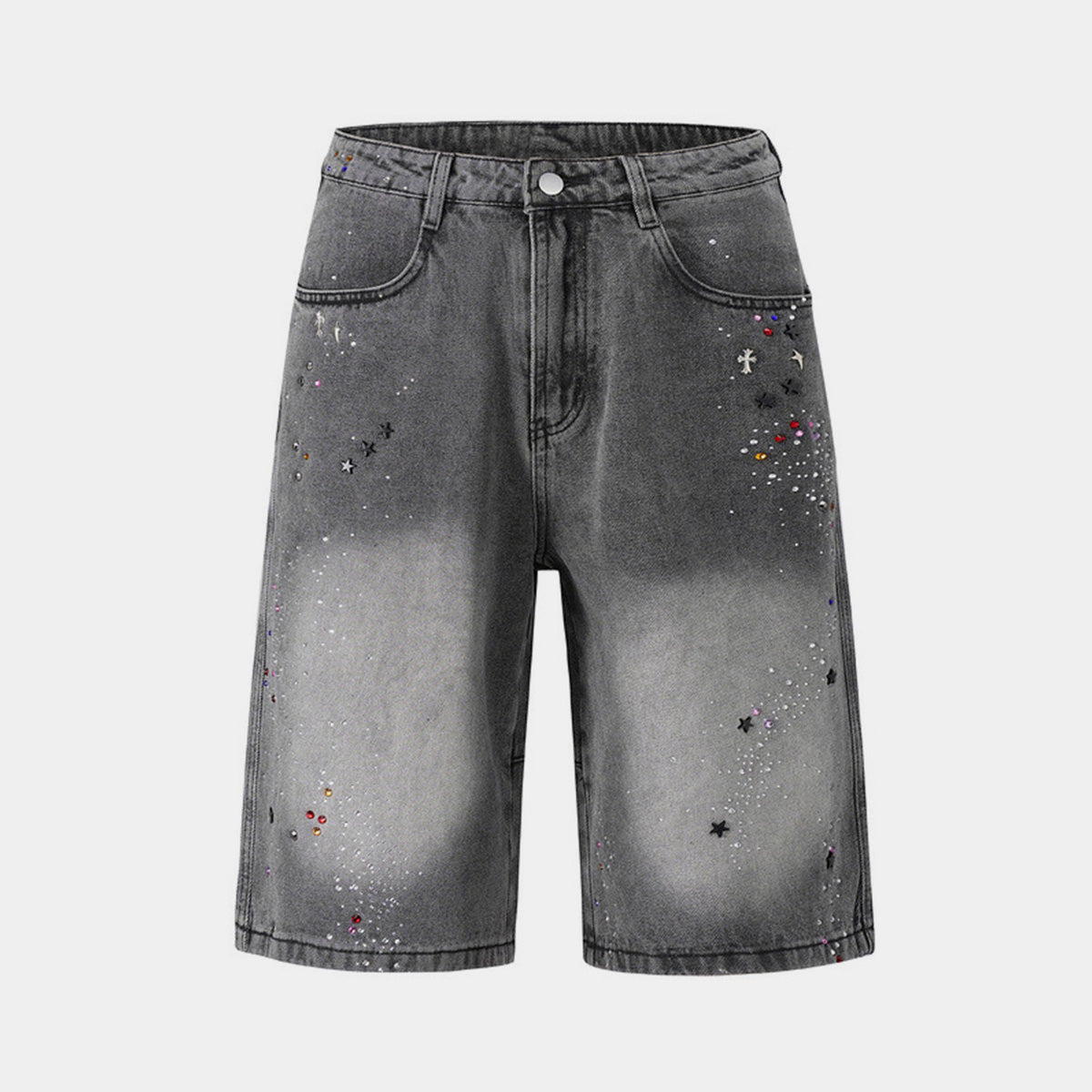 Starry Washed Rhinestone | Denim Shorts - OMYGOODS