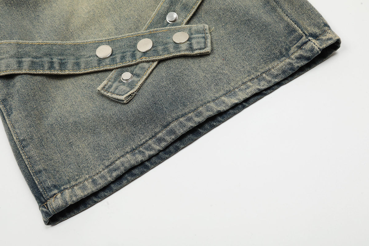 Strap Detail | Washed Denim Shorts - OMYGOODS