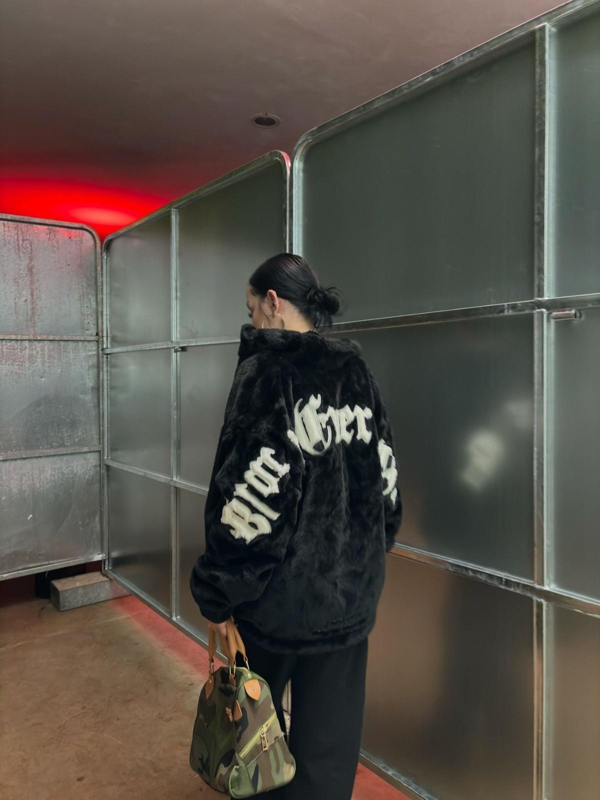 Omygoods Street Letter Embroidered Fleece Jacket