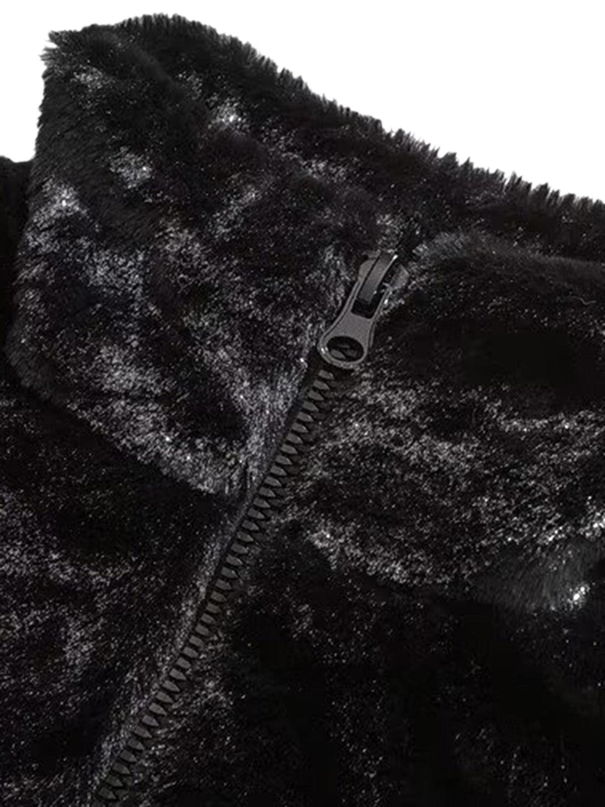 Omygoods Street Letter Embroidered Fleece Jacket