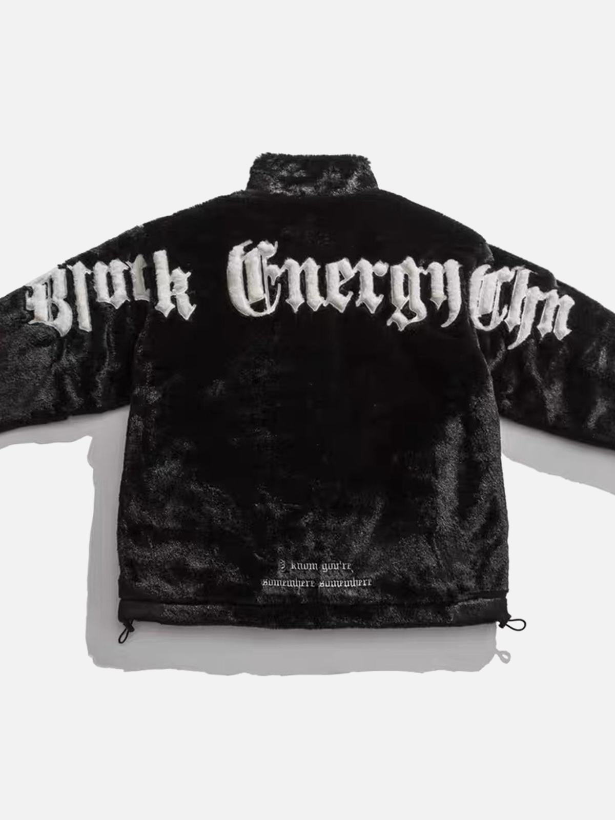 Omygoods Street Letter Embroidered Fleece Jacket