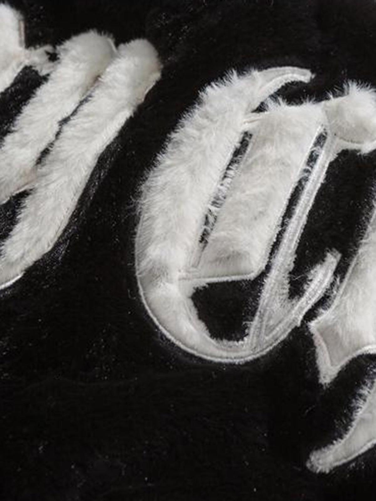 Omygoods Street Letter Embroidered Fleece Jacket