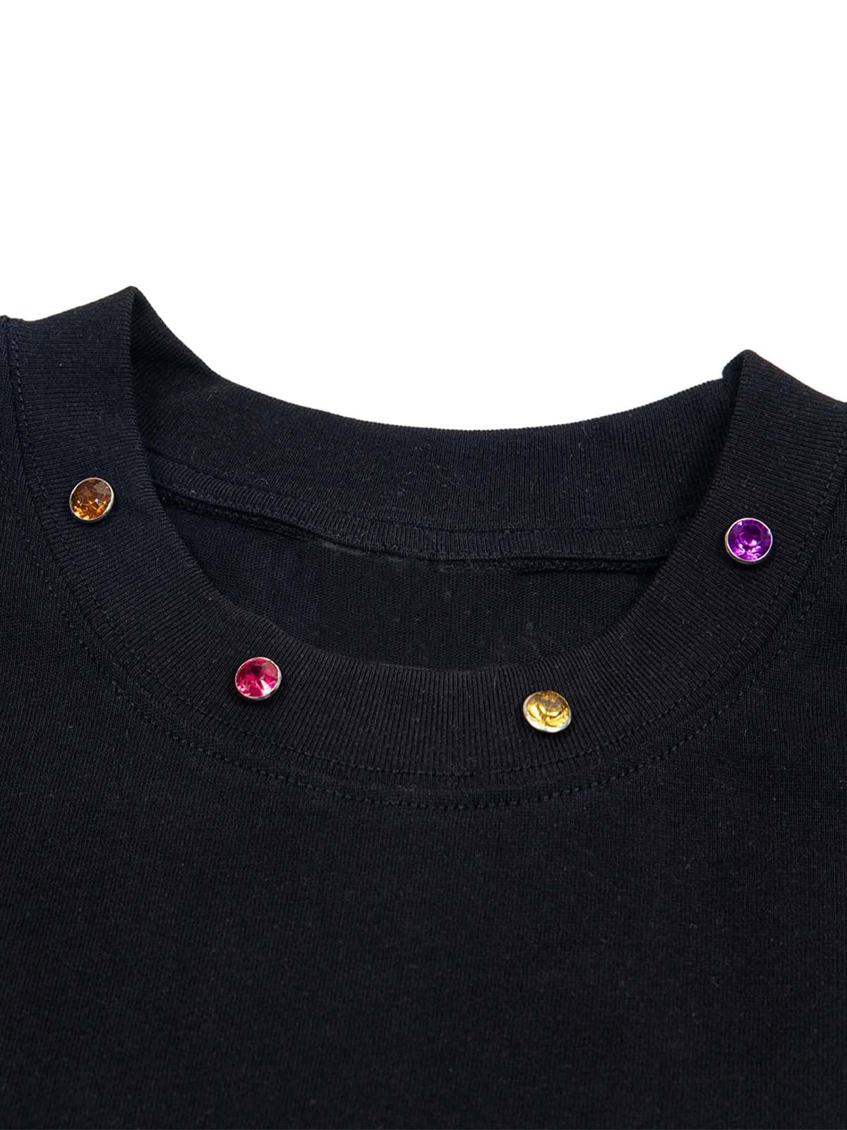 Omygoods Street Retro MOOD Patch Embroidered Rivet T-Shirt