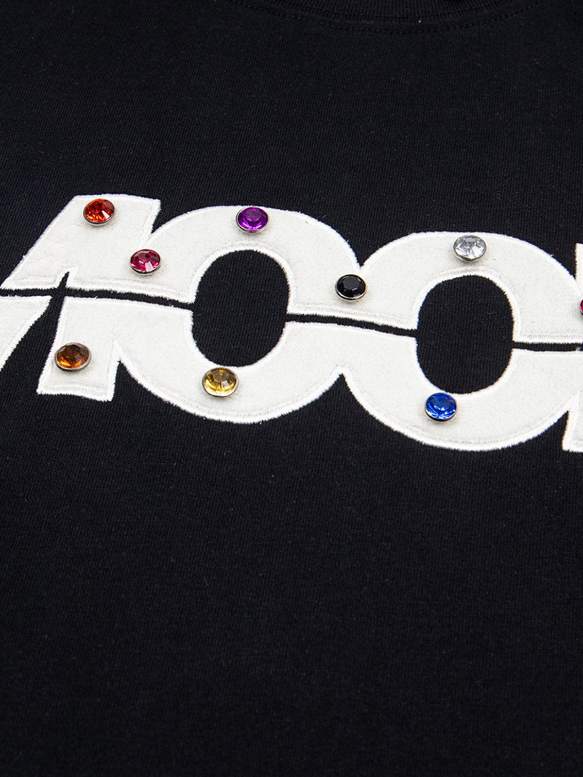 Omygoods Street Retro MOOD Patch Embroidered Rivet T-Shirt
