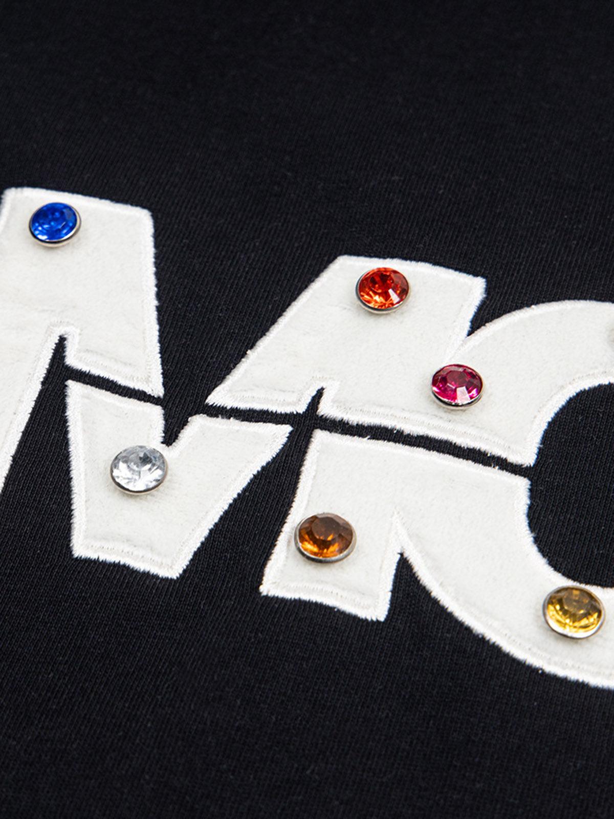 Omygoods Street Retro MOOD Patch Embroidered Rivet T-Shirt