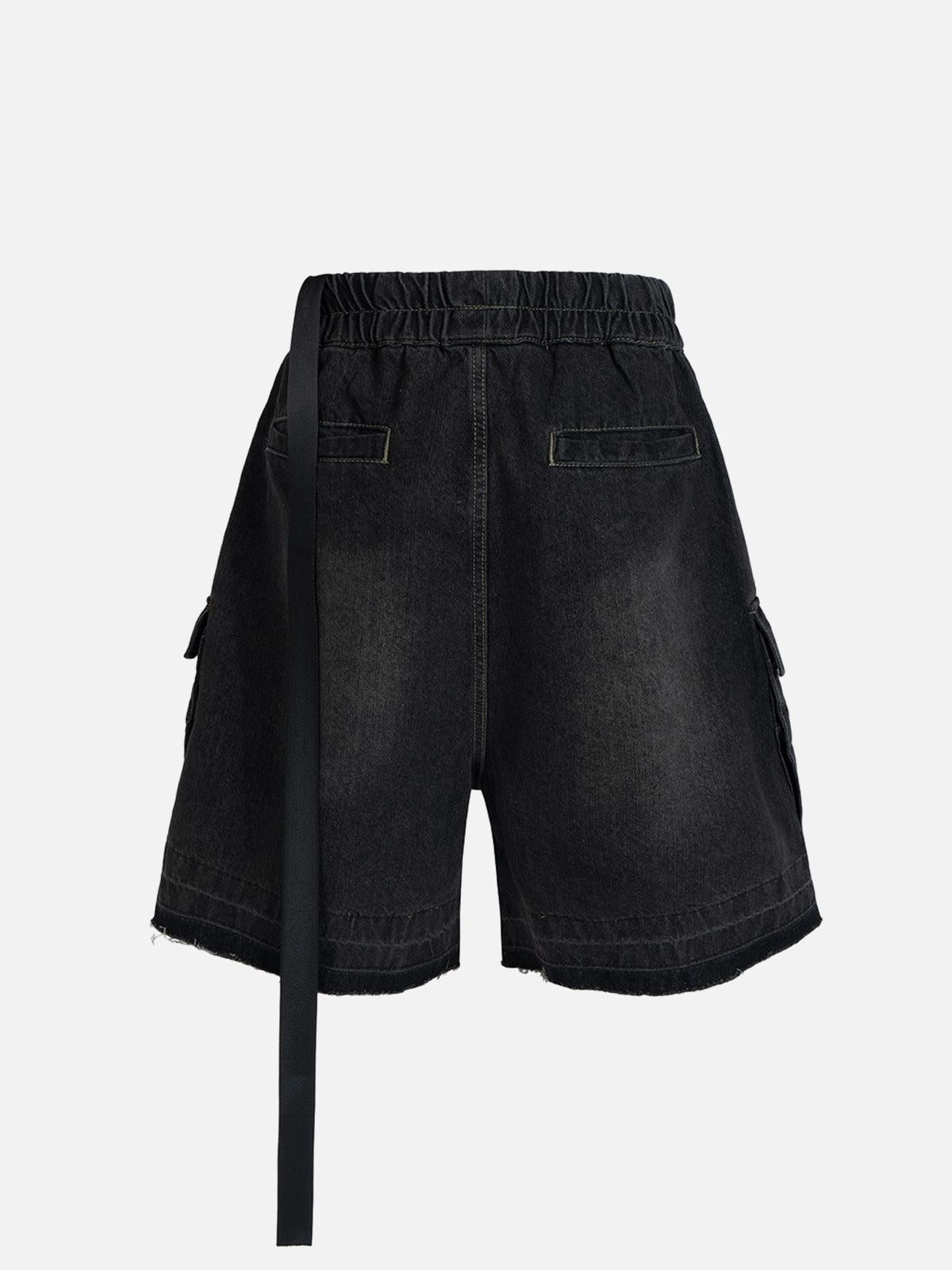 Omygoods Street RO Washed Denim Cargo Jort