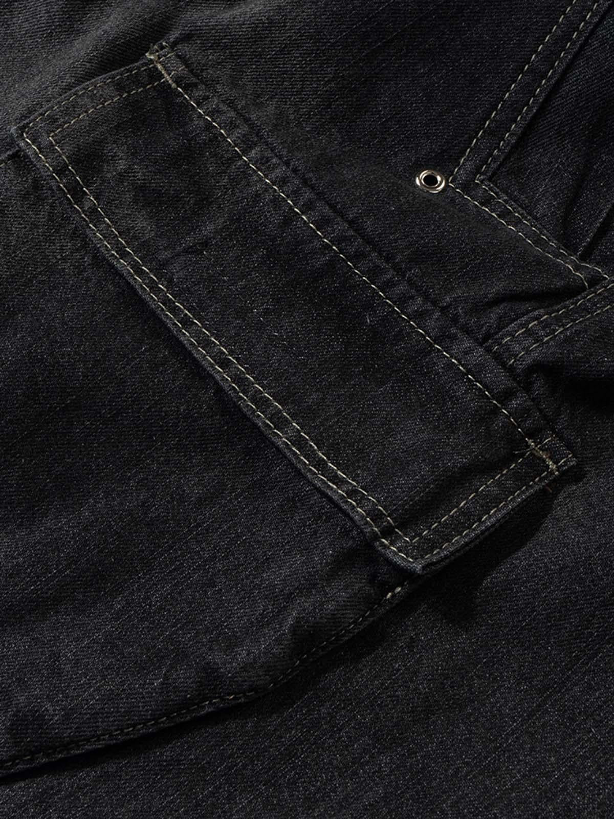 Omygoods Street RO Washed Denim Cargo Jort
