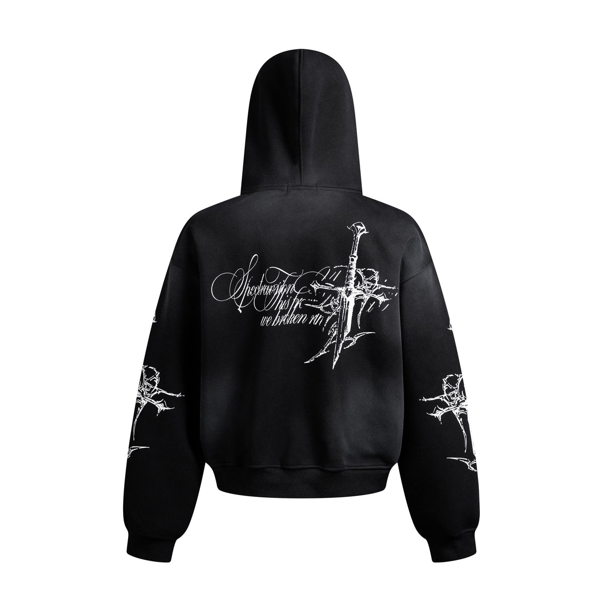 Street Wasteland Washed Cross Print Zip Up Jacket - OMYGOODS