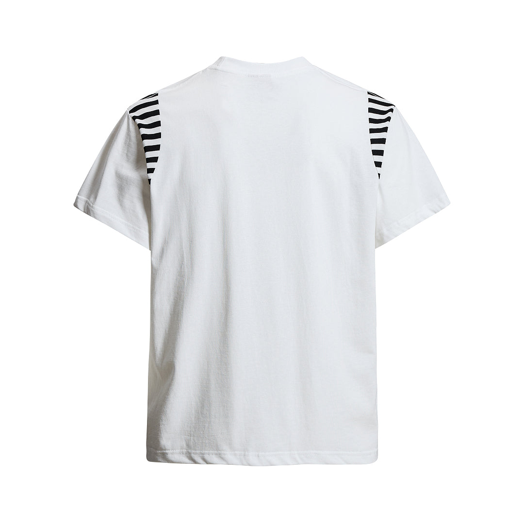 Streetwear Script Print Striped Patchwork T-Shirt - OMYGOODS