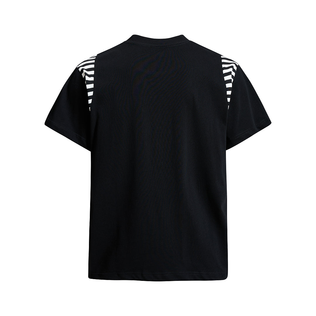 Streetwear Script Print Striped Patchwork T-Shirt - OMYGOODS