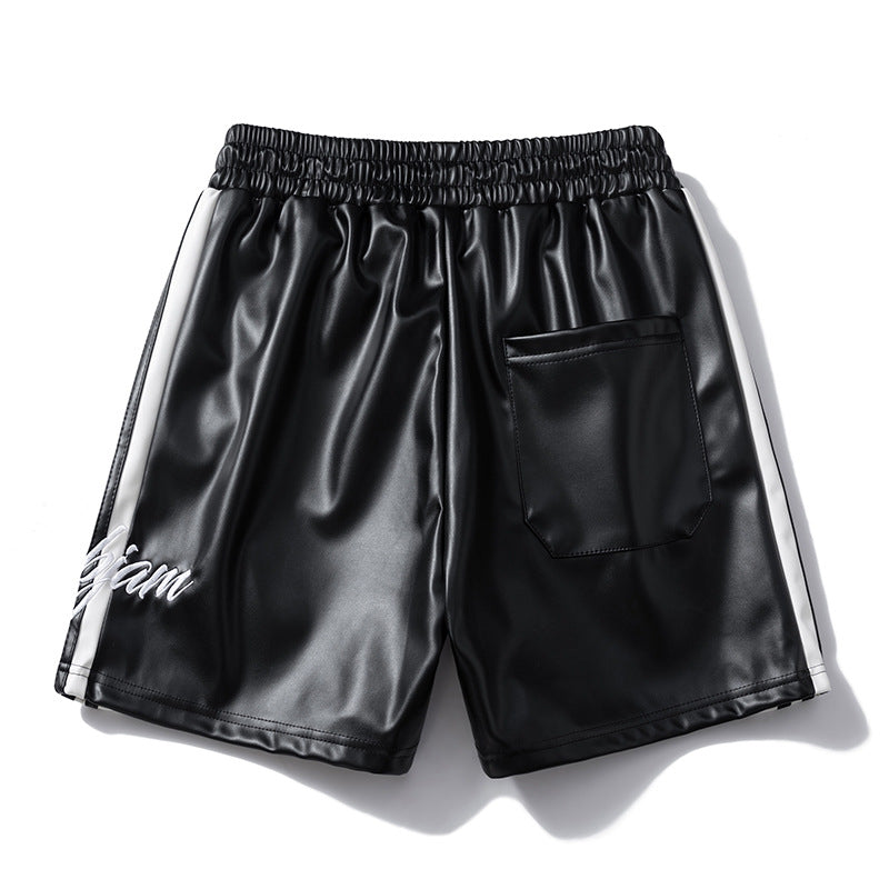 Striped Racing Faux-Leather Shorts - OMYGOODS