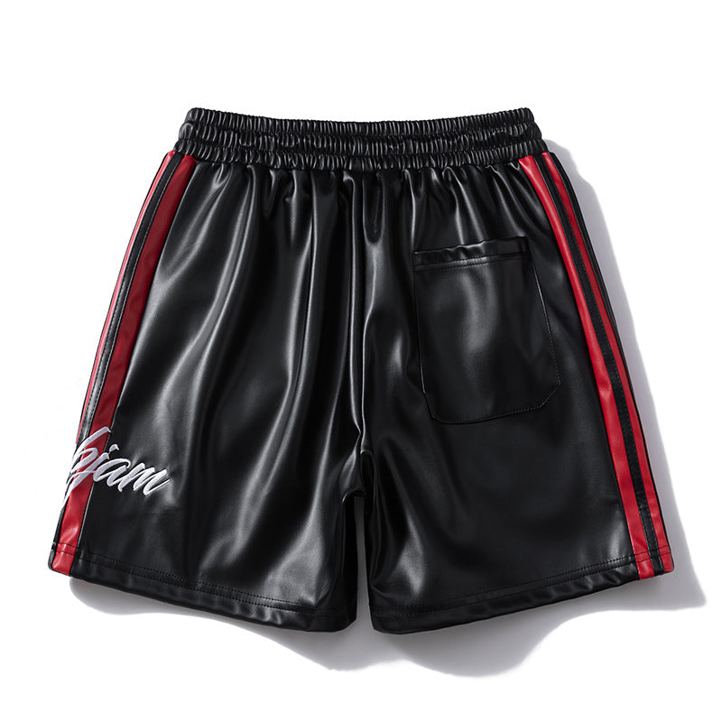 Striped Racing Faux-Leather Shorts - OMYGOODS