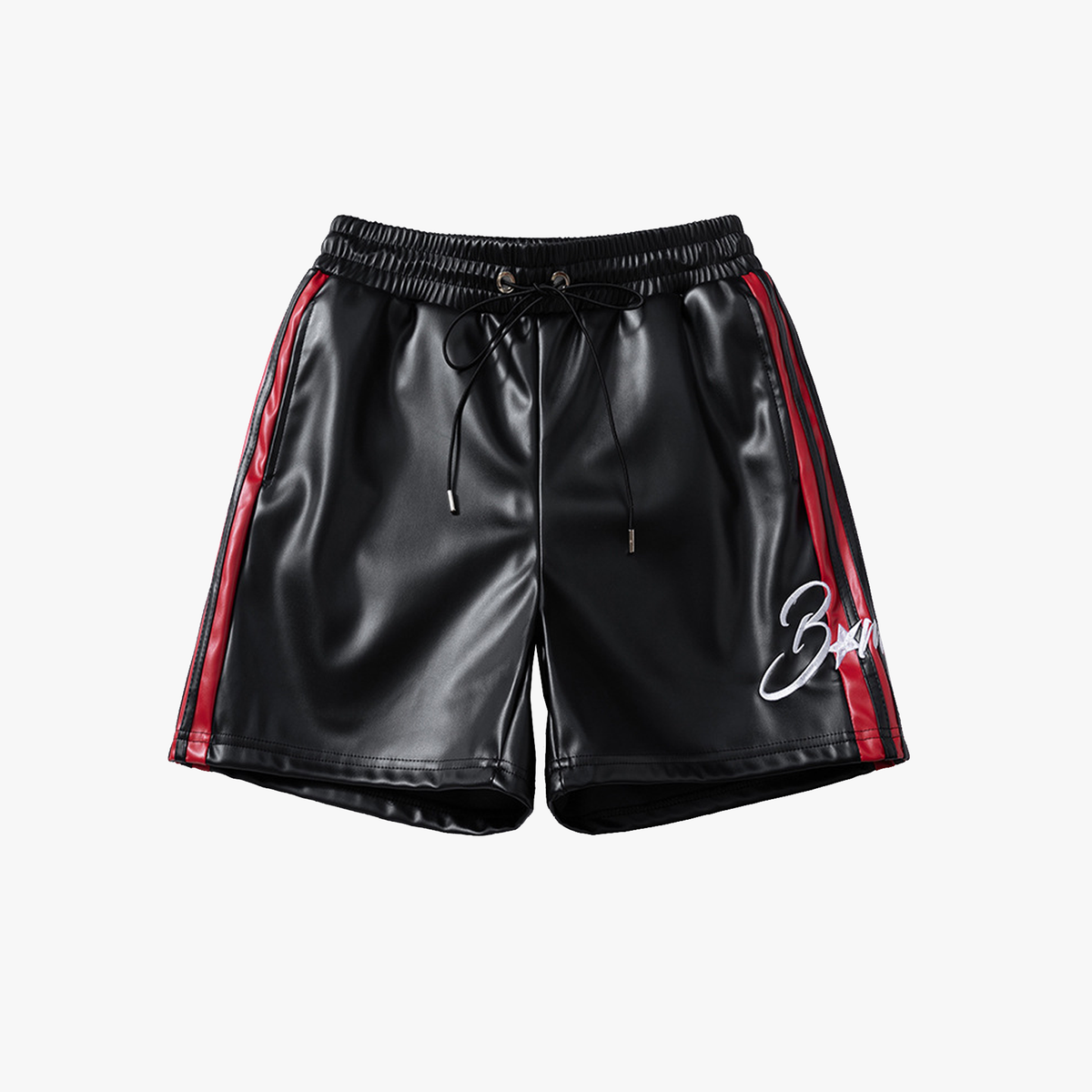 Striped Racing Faux-Leather Shorts - OMYGOODS