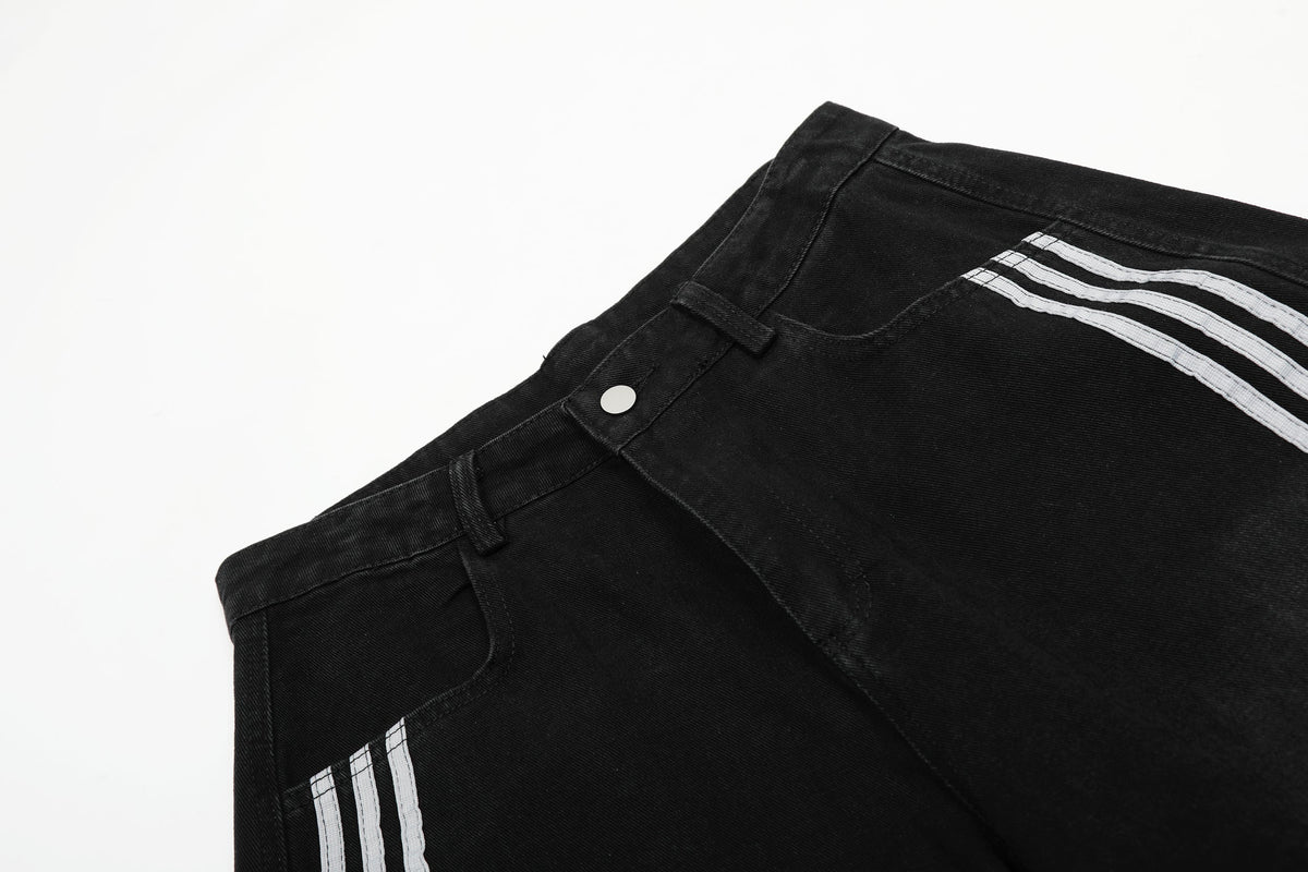 Striped Stitching | Washed Barrel Jeans for Effortless Style - OMYGOODS