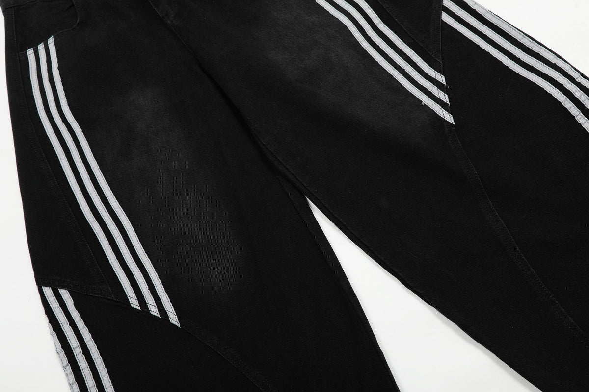 Striped Stitching | Washed Barrel Jeans for Effortless Style - OMYGOODS