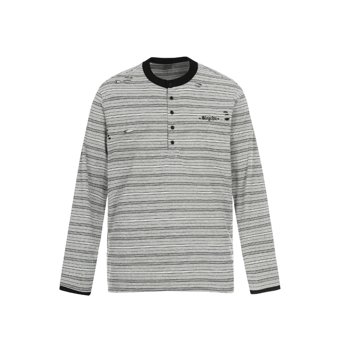 Mono Stripe Henley Long Sleeve