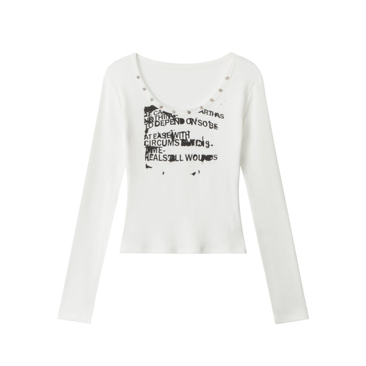 STUDDED SCRIPT | Graphic Scoop-Neck Set - OMYGOODS