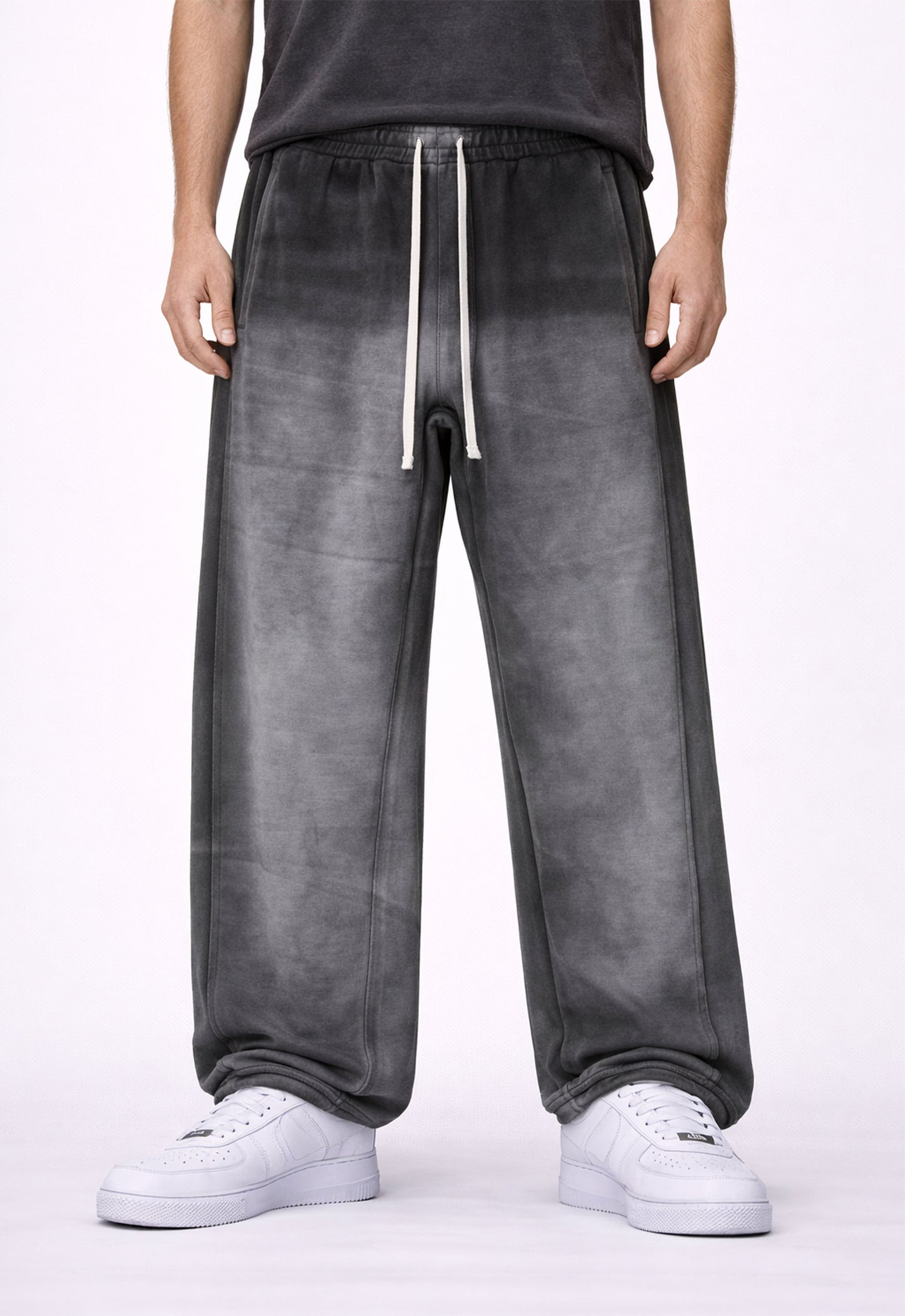 CHARCOAL DIPPED SWEATPANTS - JUSTLUXURY