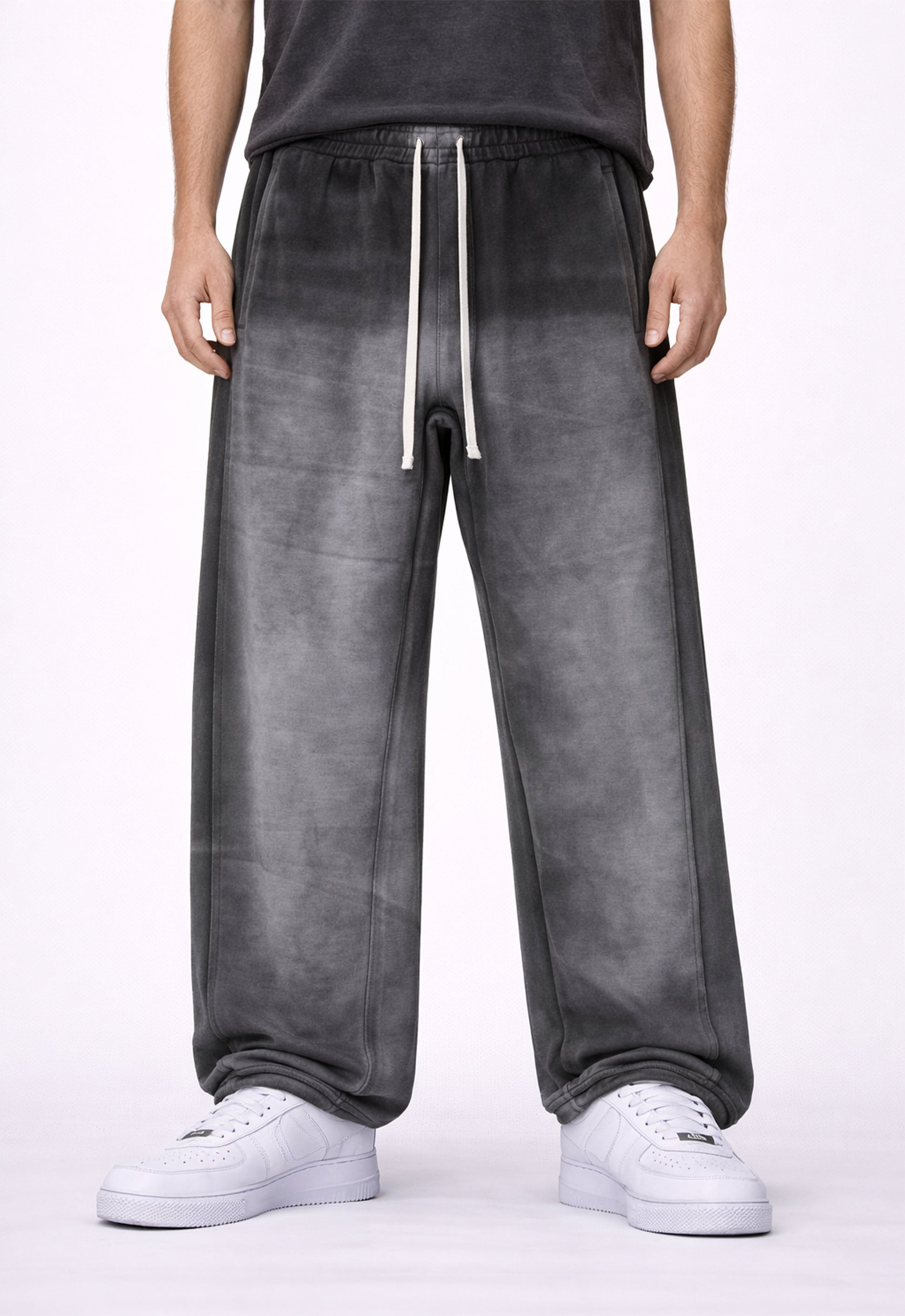 CHARCOAL DIPPED SWEATPANTS - JUSTLUXURY