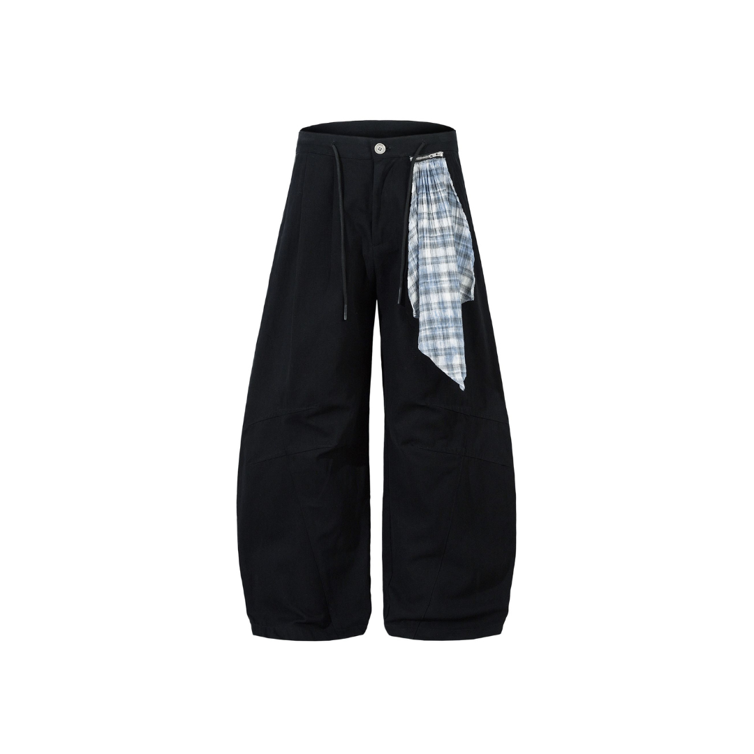 Plaid Hankie Wide-Leg Pants