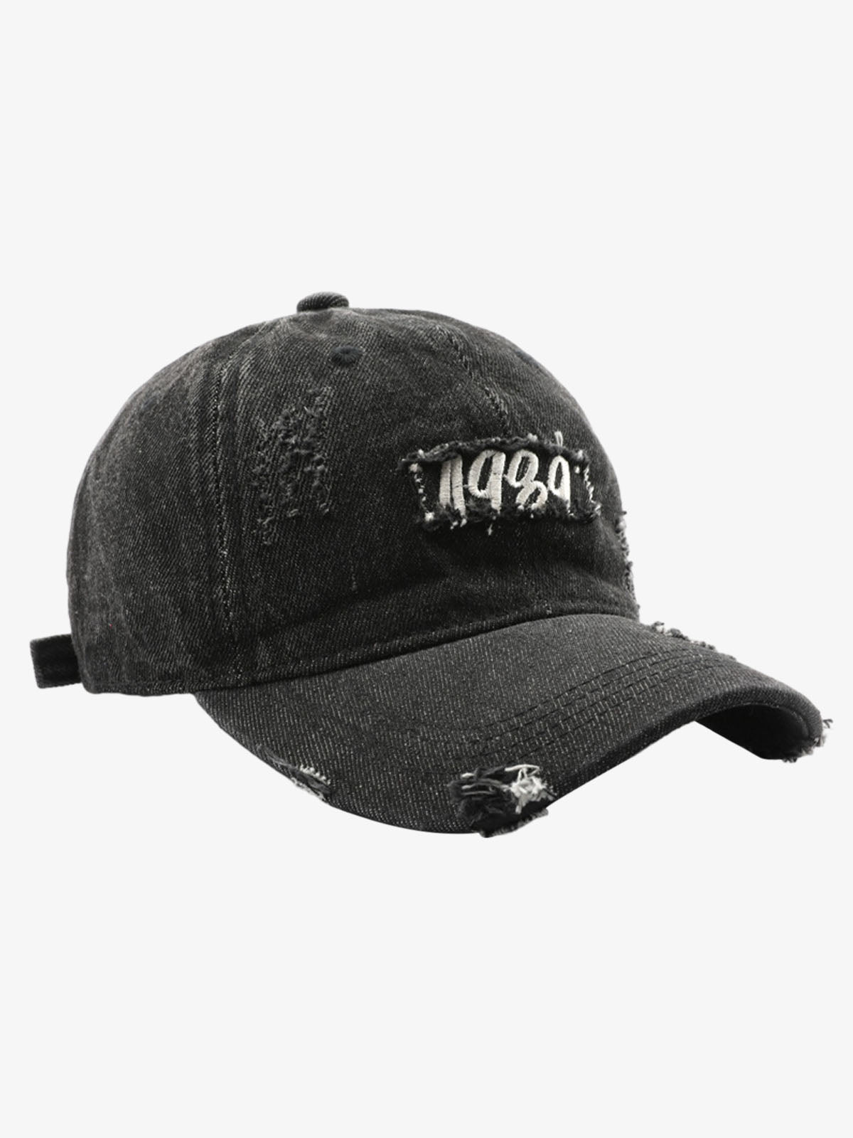 Omygoods 1989 Embroidery Distressed Denim Baseball Cap