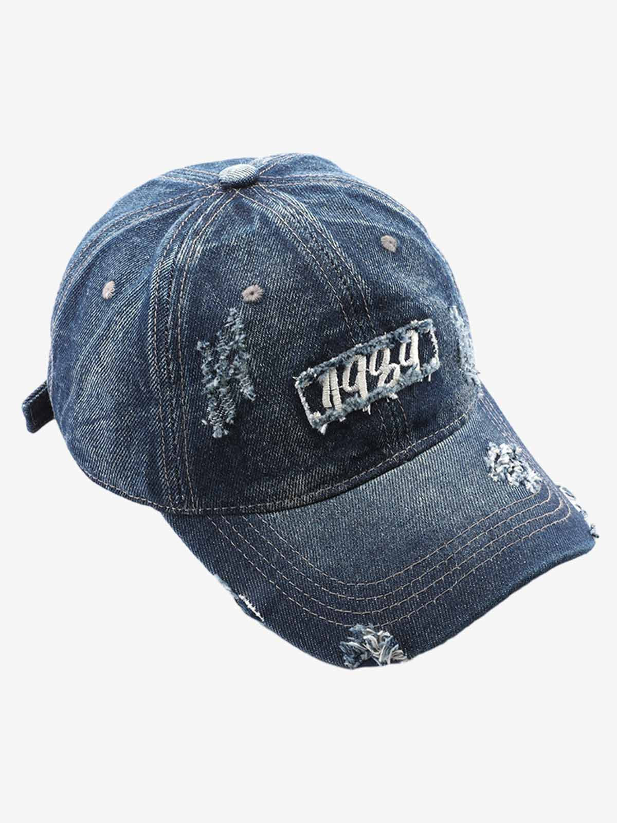 Omygoods 1989 Embroidery Distressed Denim Baseball Cap