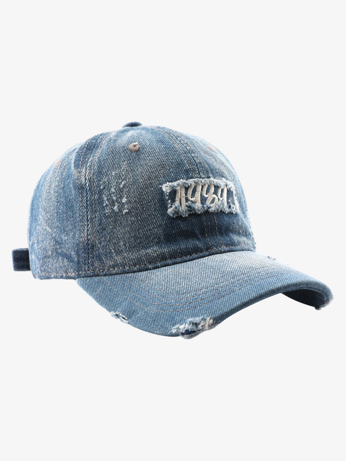 Omygoods 1989 Embroidery Distressed Denim Baseball Cap