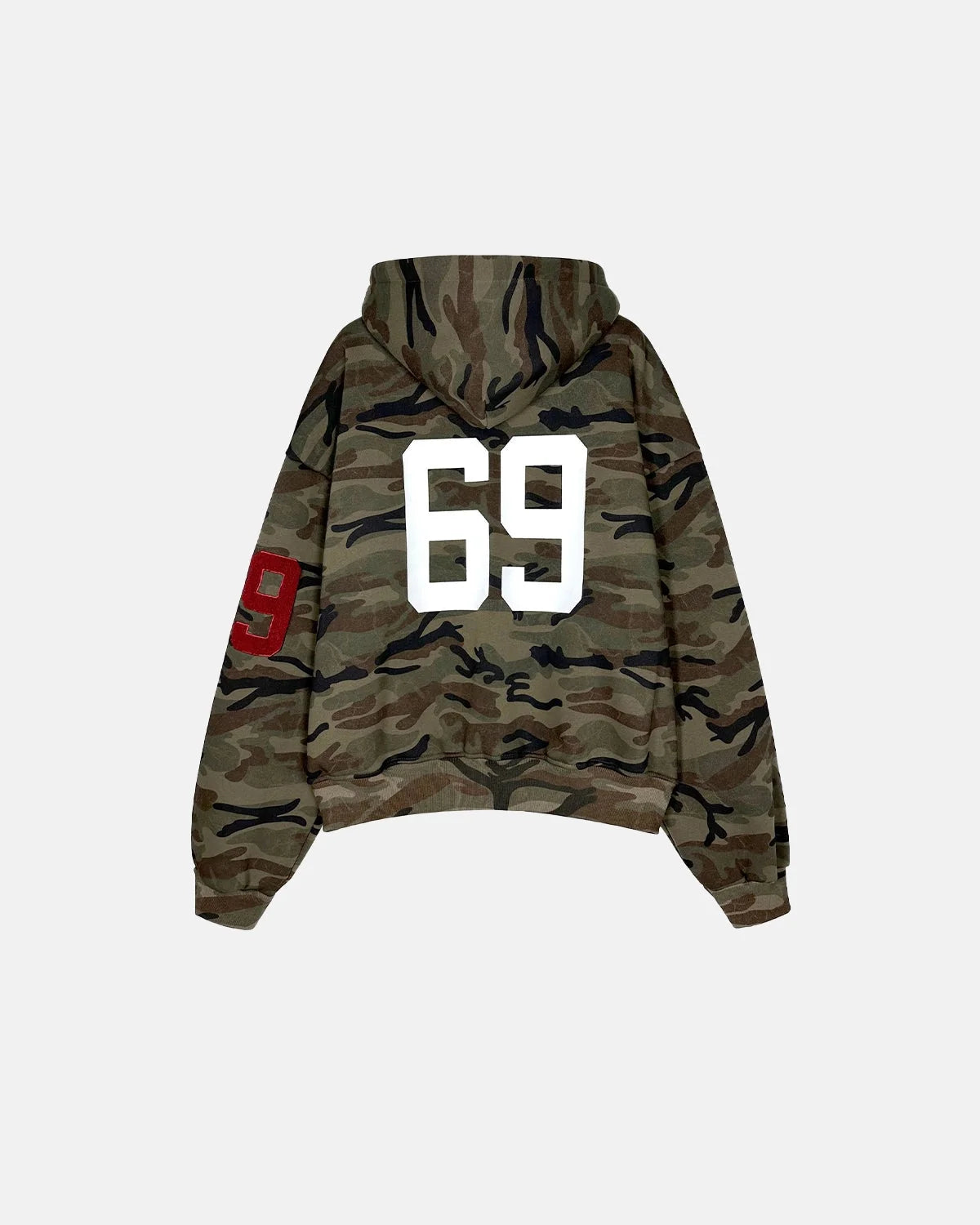 Omygoods 69 Applique Embroidery Camo Zip Up Hoodie