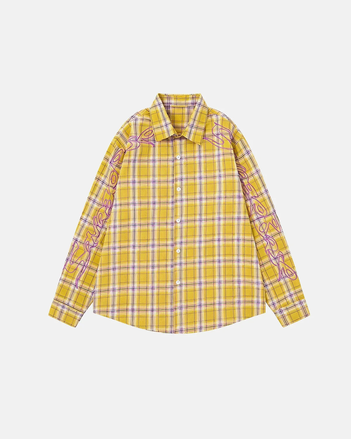 Omygoods Abstract Line Plaid Shirt