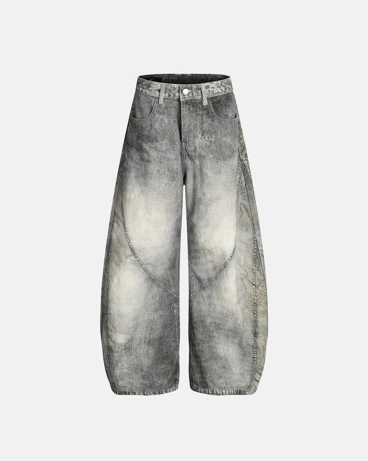 Omygoods Gray Acid Wash Barrel Jeans