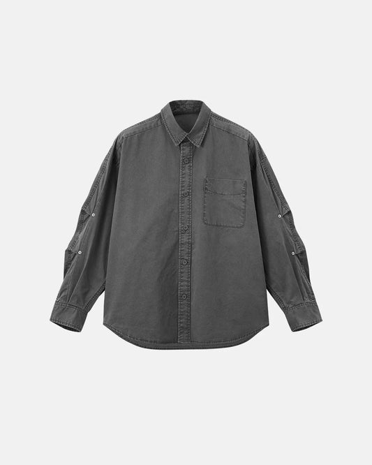 Omygoods Acid Wash Cargo Shirt Jacket
