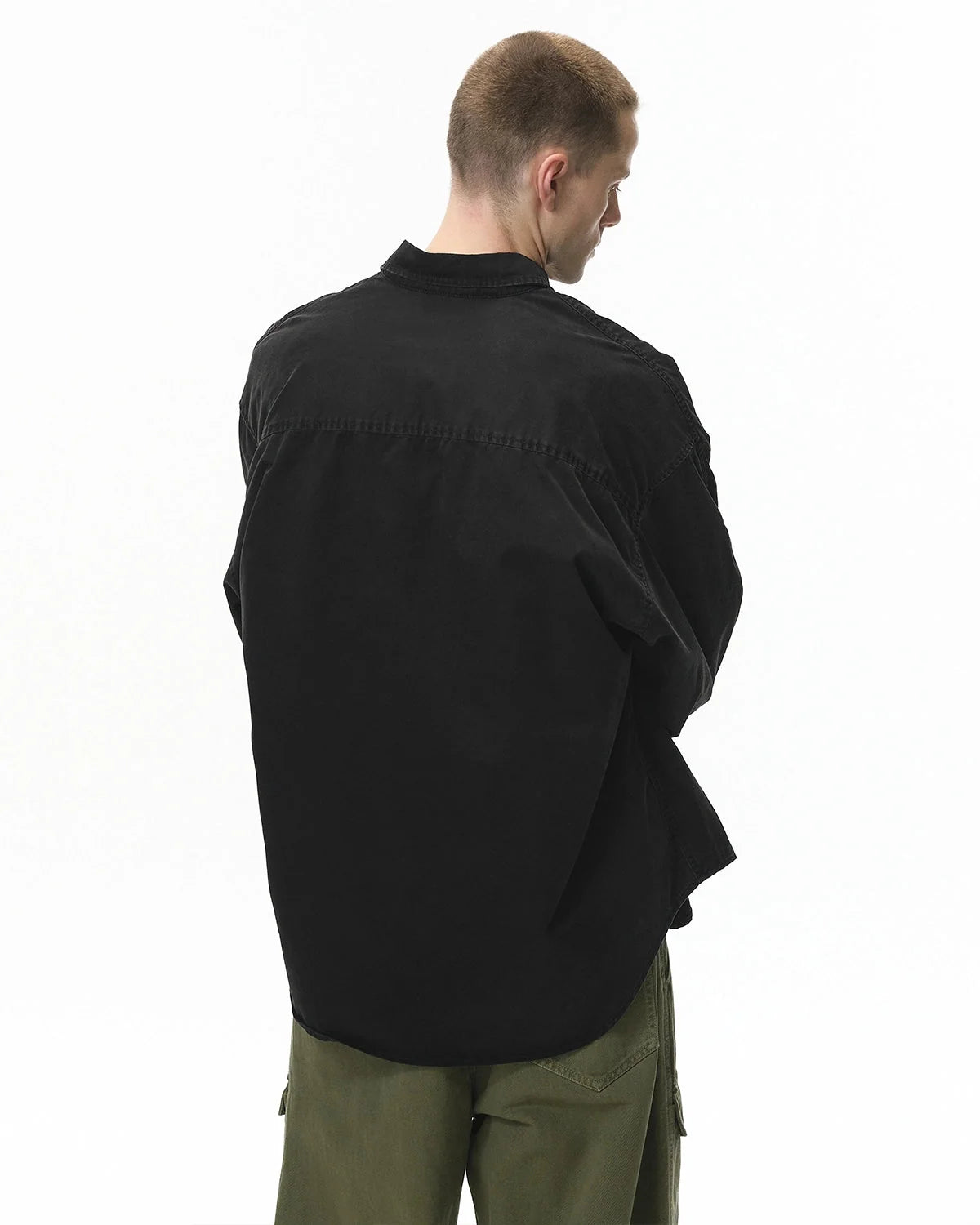 Omygoods Acid Wash Cargo Shirt Jacket