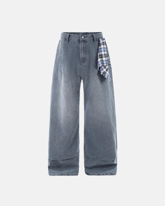 Omygoods Acid Wash Detachable Bandana Baggy Jeans