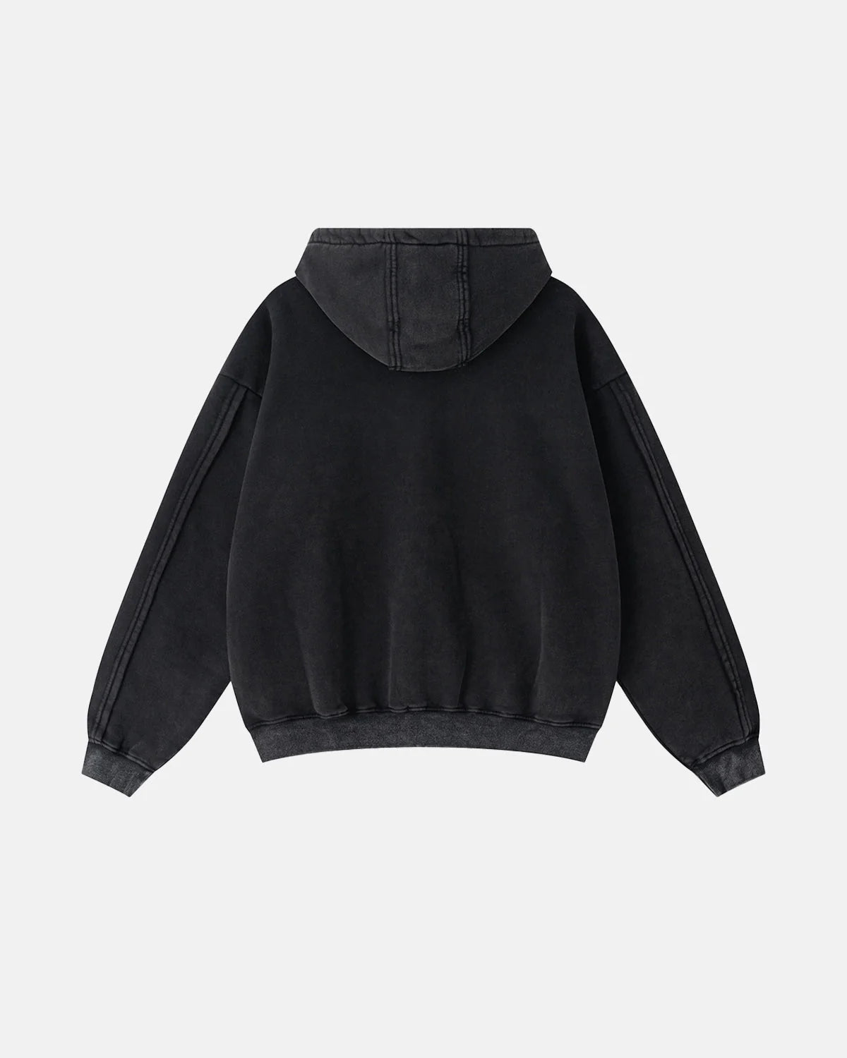 Omygoods Washed Raw Edge Boxy Zip Up Hoodie