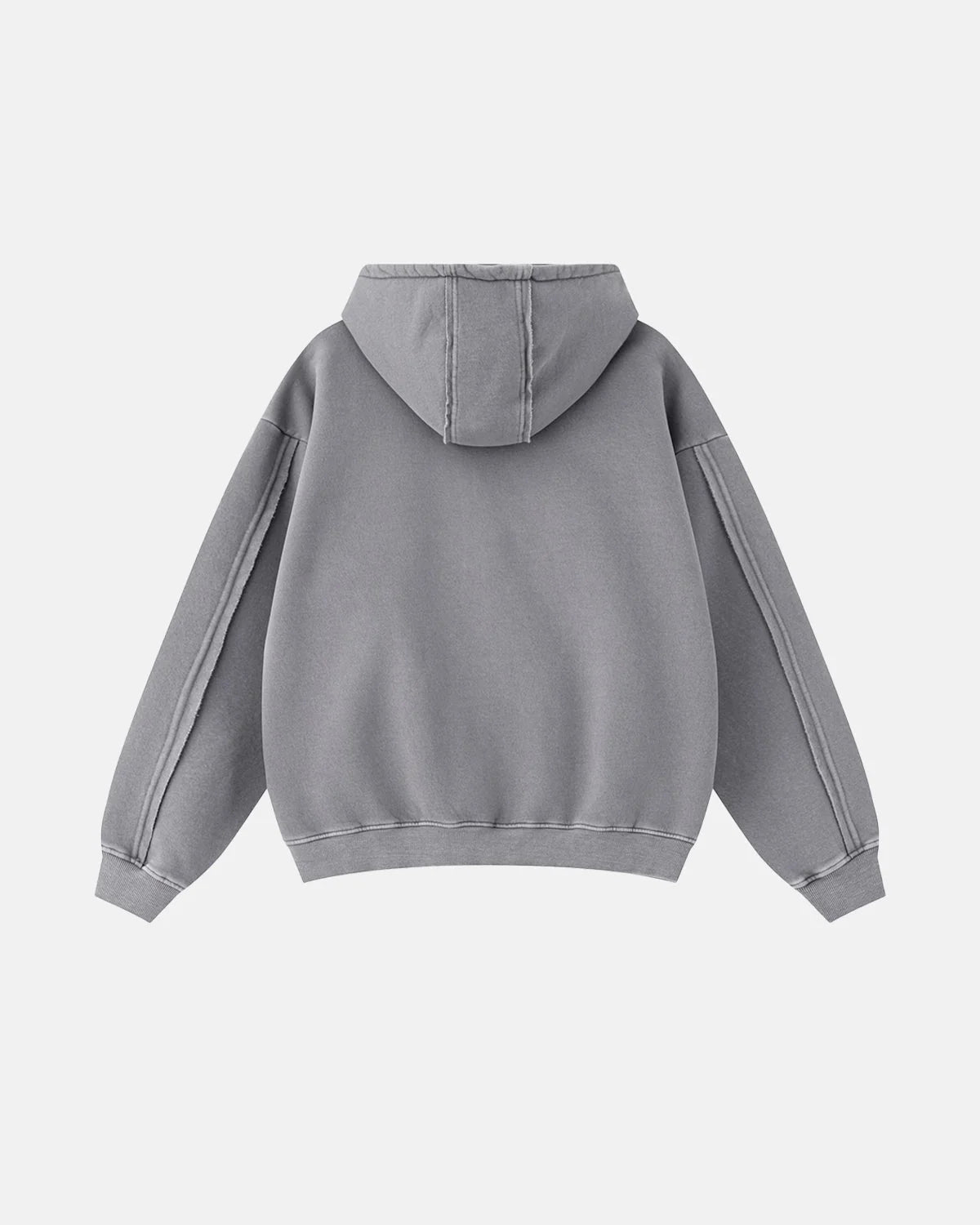 Omygoods Washed Raw Edge Boxy Zip Up Hoodie