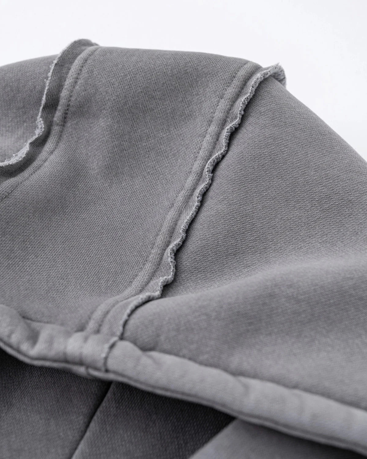 Omygoods Washed Raw Edge Boxy Zip Up Hoodie