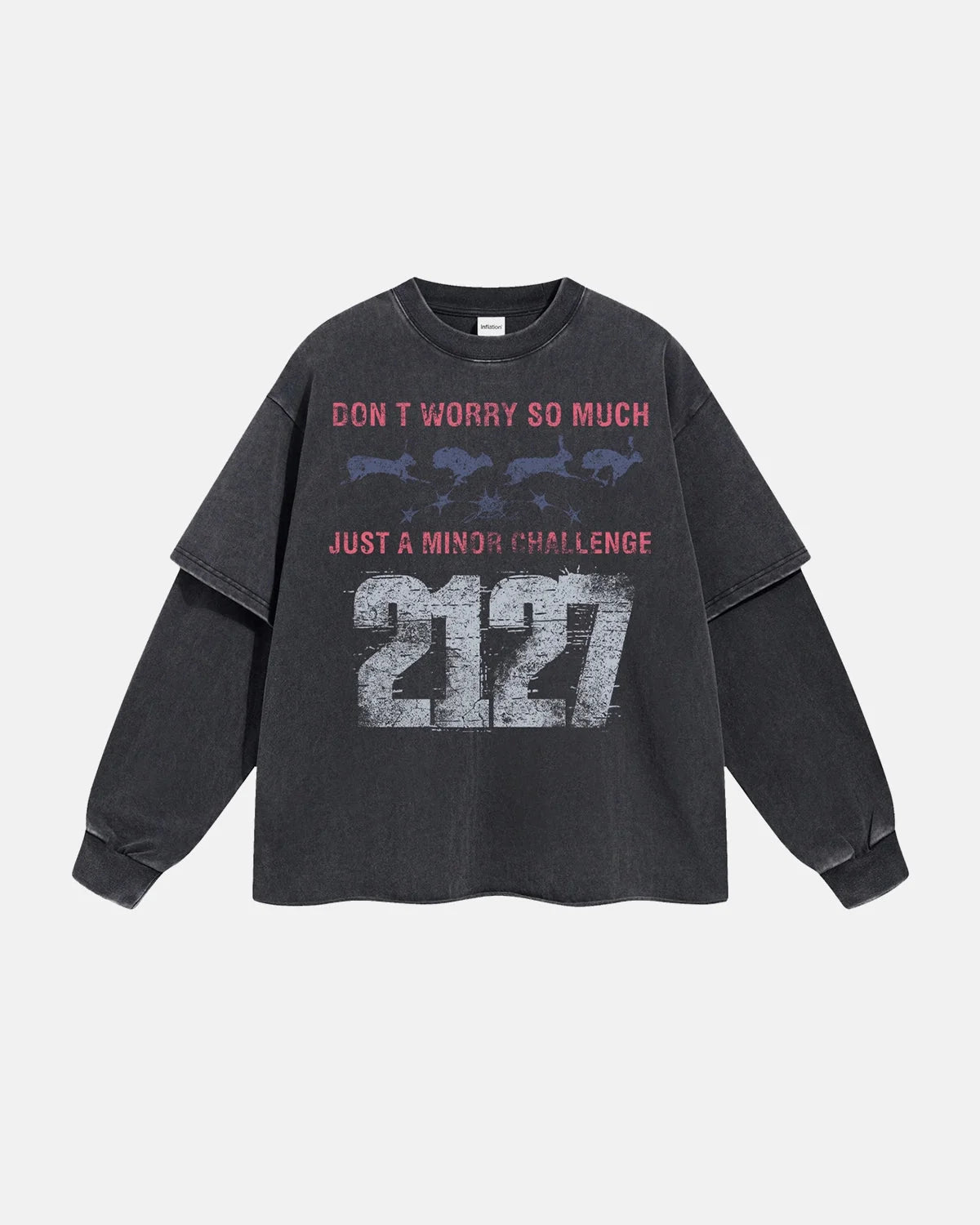 Omygoods Black Acid Wash Layered Tee