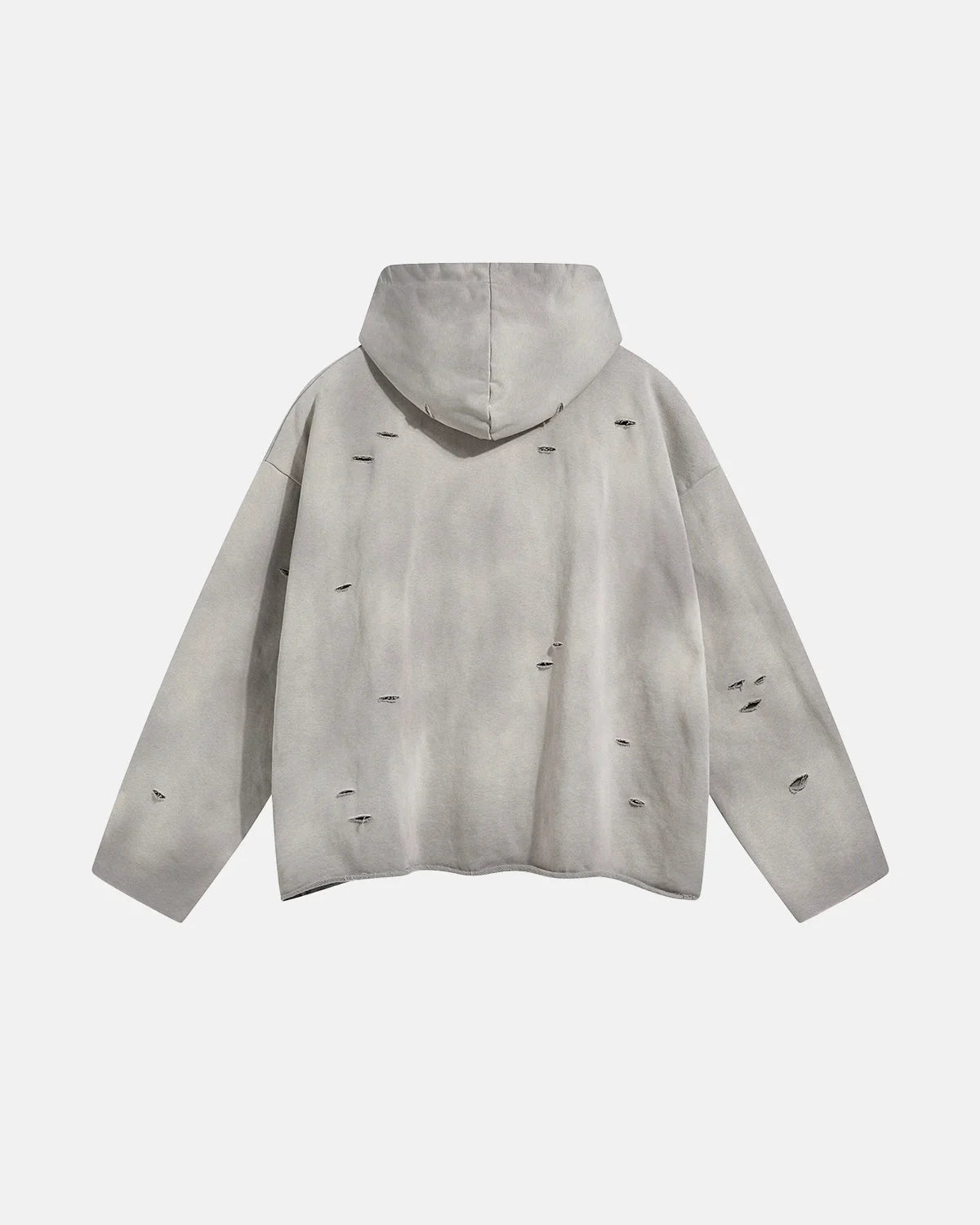 Omygoods Acid Wash Ripped Boxy Hoodie