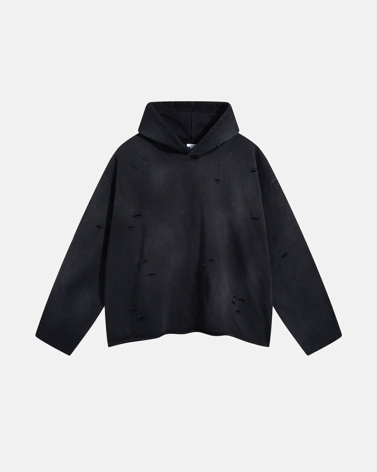 Omygoods Acid Wash Ripped Boxy Hoodie