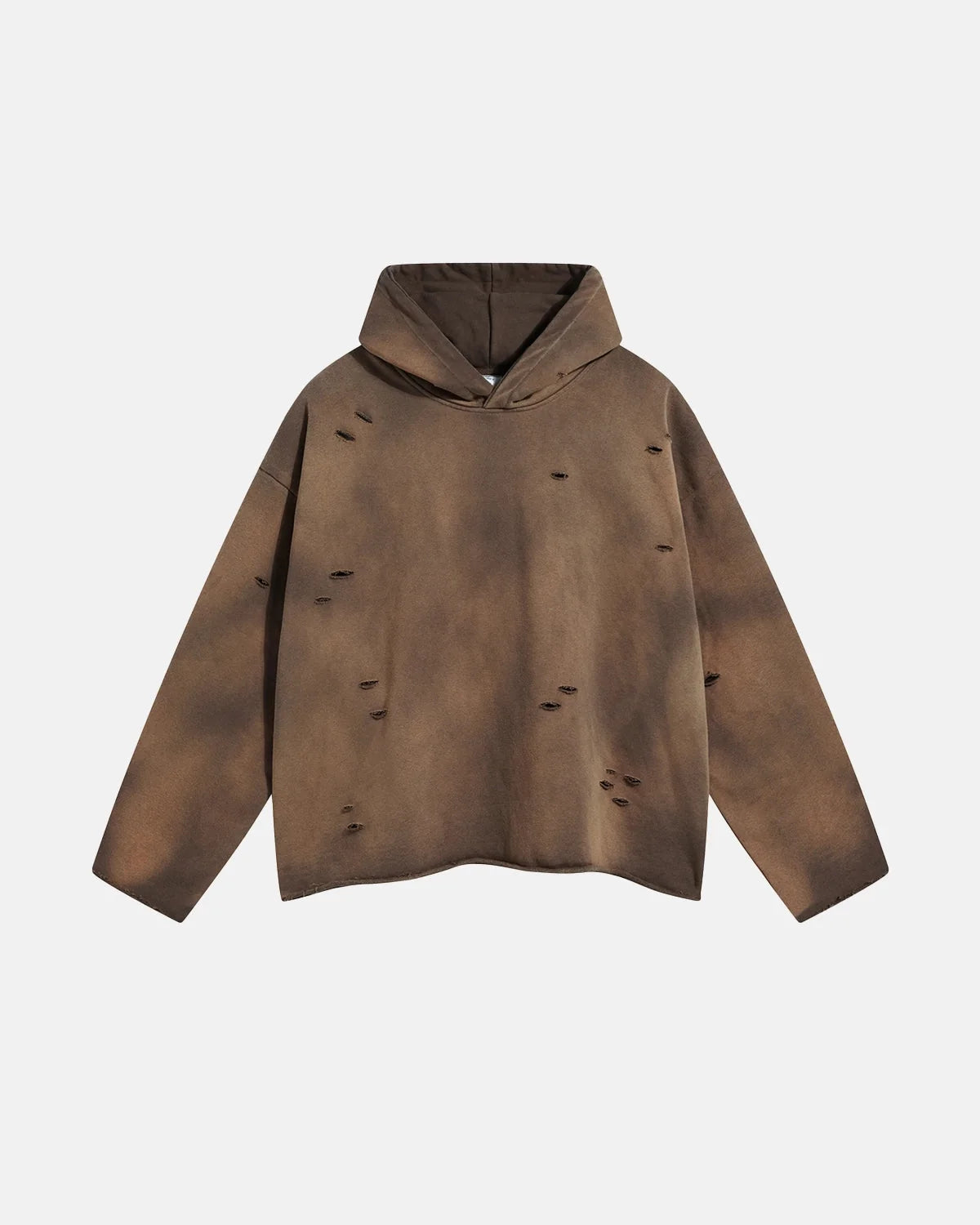 Omygoods Acid Wash Ripped Boxy Hoodie